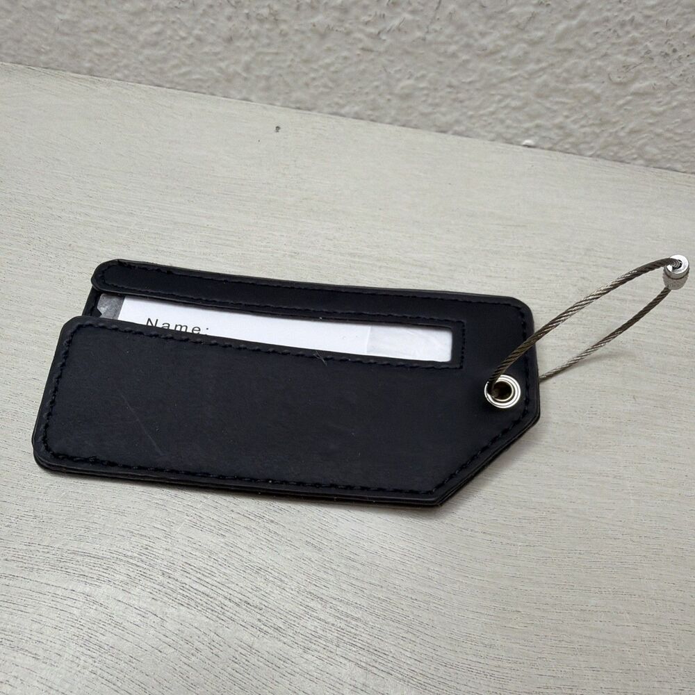 Prada Beauty Faux Leather Luggage Tag ID Plate Navy Blue/Red & Storage Bag NWT - Picture 3 of 5